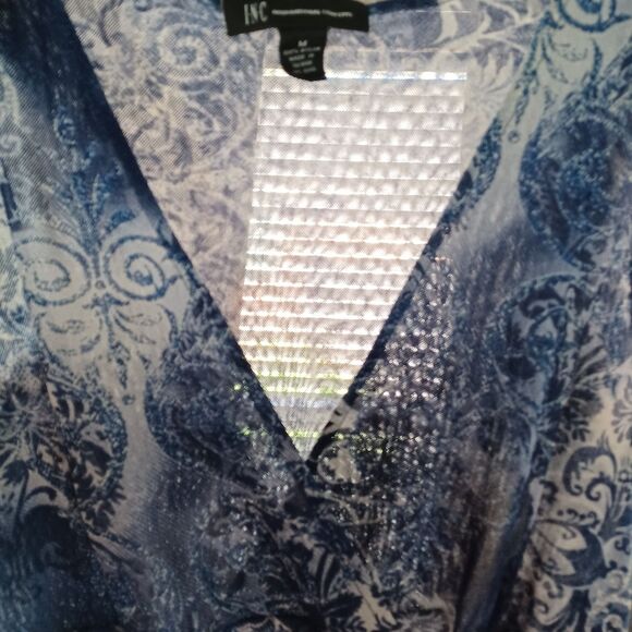 I.N.C. Babydoll Y2k Style Top Medium Floral Mesh 90s Semi Sheer Ruched Boho - Picture 6 of 6